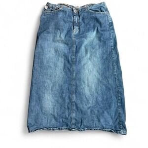 ZU Y2K Denim Maxi Skirt Grunge Girl Vibes Vintage 2000s Streetwear